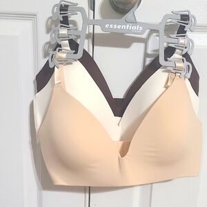 Essentials Women's Wireless Bra Set - Cream, White, Brown size 36 D